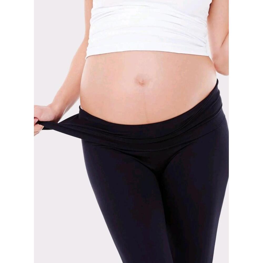 Ingrid & Isabel Maternity Leggings Black Cropped Seamless Women's Size 1 NWT